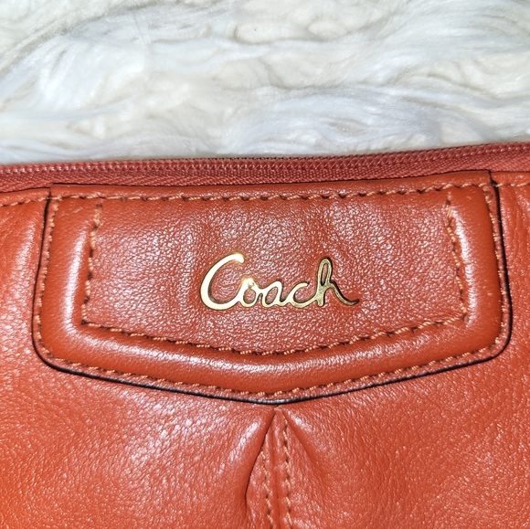 Coach Ashley Orange Leather Wristlet - Picture 5 of 10